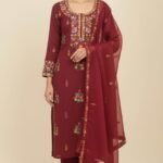 Phulkari Work Georgette Unstitched Suit