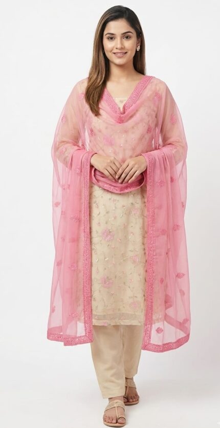 Organza Unstitched Suit Set for Women