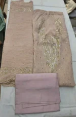 Pita Work Tissue Silk Unstitched Suit Set for Women