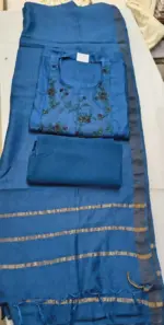 Tussar Silk Unstitched Suit Set for Women