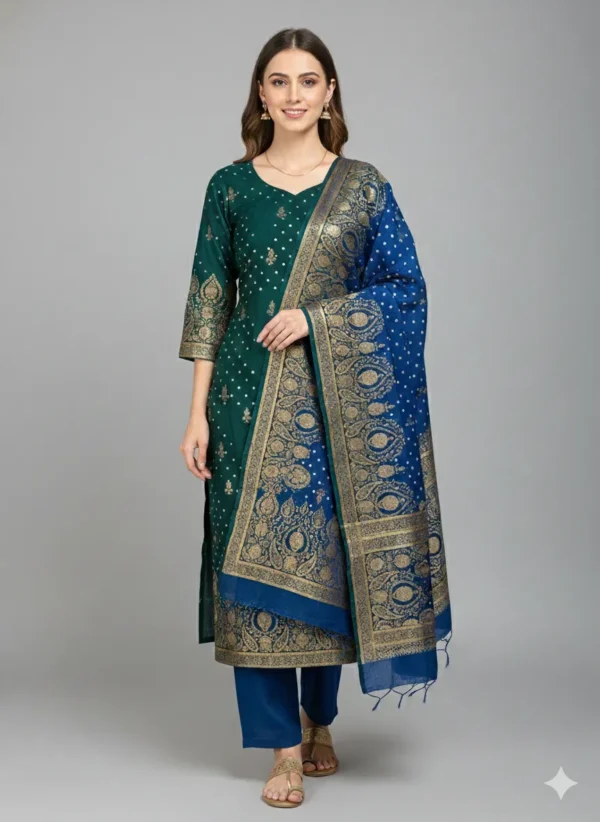 Bandhani Dola Silk Unstitched Suit