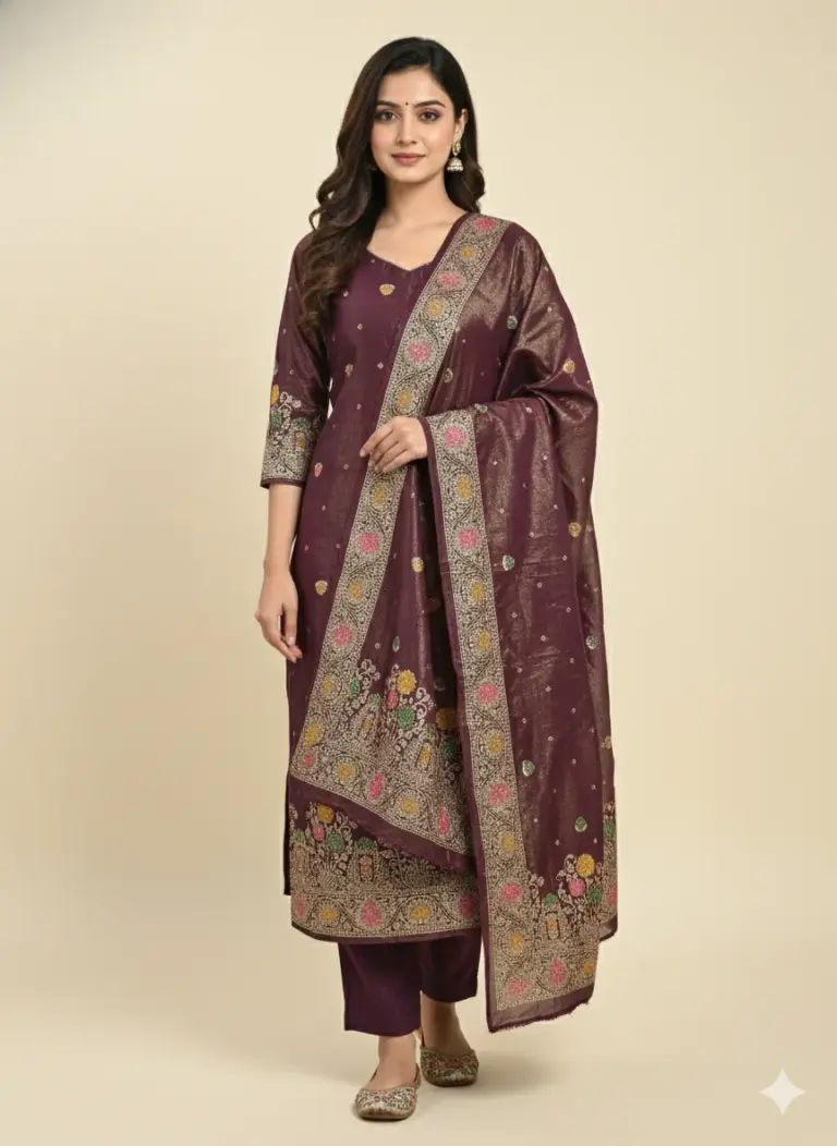 Tissue Silk Unstitched Suit Fabric for Women