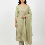 Pita Work Tissue Silk Unstitched Suit Fabric for Women