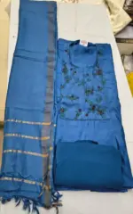 Tussar Silk Unstitched Suit Set for Women