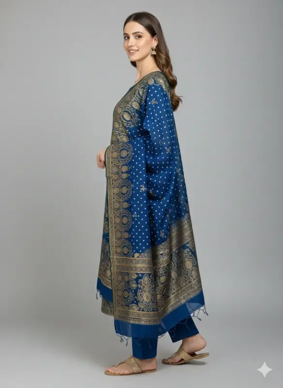 Bandhani Dola Silk Unstitched Suit