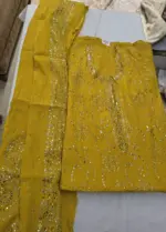 Pita Work Tissue Silk Unstitched Suit Fabric for Women