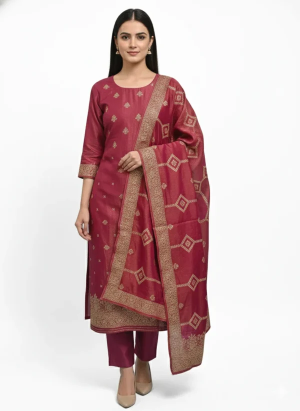 Tissue Silk Unstitched Suit Fabric for Women