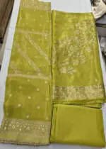 Tissue Silk Unstitched Suit Set for Women with Zari Work