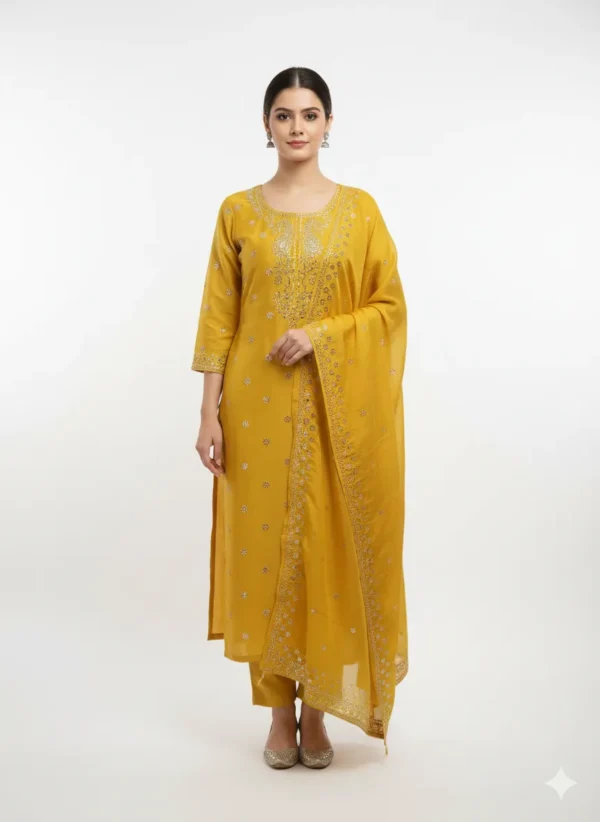 Pita Work Tissue Silk Unstitched Suit