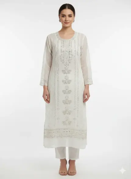 Pita Work Dyeable Organza Unstitched Suit