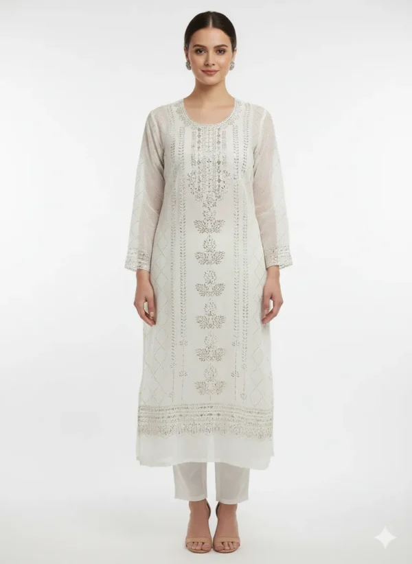 Pita Work Dyeable Organza Unstitched Suit