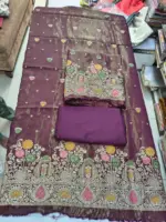 Tissue Silk Unstitched Suit Fabric for Women