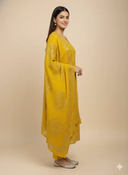 Pita Work Tissue Silk Unstitched Suit Fabric for Women