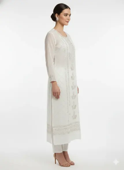 Pita Work Dyeable Organza Unstitched Suit