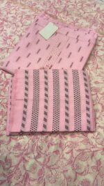 Premium Cotton Unstitched Suit Set with Embroidered Cotton Top, Printed Cotton Dupatta and Plain Cotton Bottom Elegant Daily Wear Ethnic Suit - Image 2