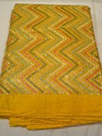 Premium Glitch Cotton Embroidery Fabric | Multicolor Zigzag Sequin Work Dress Material for Suit, Kurti & Festive Wear