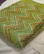 Premium Glitch Cotton Embroidery Fabric | Multicolor Zigzag Sequin Work Dress Material for Suit, Kurti & Festive Wear