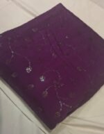 Premium Maslin Silk Sequin Embroidery Fabric | Elegant Purple Embellished Dress Material for Suit & Party Wear - Image 2
