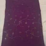 Premium Maslin Silk Sequin Embroidery Fabric | Elegant Purple Embellished Dress Material for Suit & Party Wear