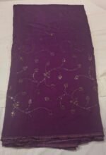 Premium Maslin Silk Sequin Embroidery Fabric | Elegant Purple Embellished Dress Material for Suit & Party Wear