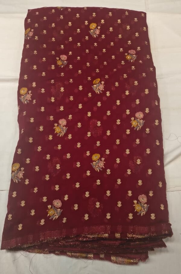 Premium Organza Fabric with Multicolor Zari Work | Rich Embellished Dress Material for Suit, Dupatta & Festive Wear