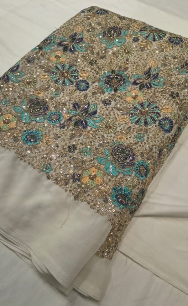 Premium Georgette Embroidery Blouse Fabric | Heavy Floral Embroidered Material for Saree Blouse & Party Wear