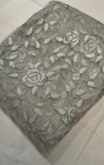 Premium Net Embroidery Fabric | Elegant Grey Embroidered Dress Material for Suit, Kurti & Party Wear - Image 2