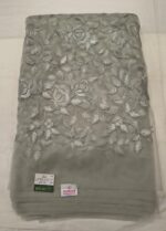 Premium Net Embroidery Fabric | Elegant Grey Embroidered Dress Material for Suit, Kurti & Party Wear