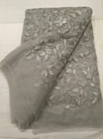 Premium Net Embroidery Fabric | Elegant Grey Embroidered Dress Material for Suit, Kurti & Party Wear - Image 4