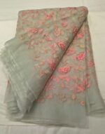 Premium Organza Silk Embroidery Fabric | Soft Sheer Dress Material for Suit, Kurti & Party Wear - Image 3