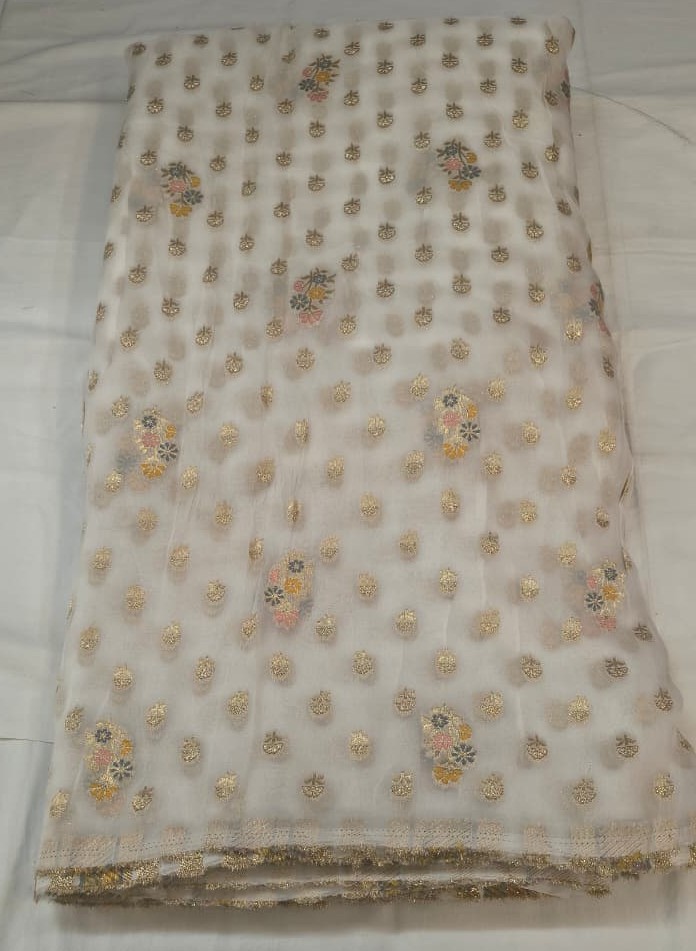 Premium Banarasi Organza Multicolor Fabric Premium Banarasi Organza Multicolor Fabric