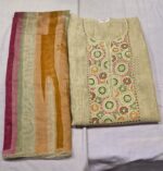 Premium Garhwal Cotton Unstitched Suit Set with Moti Work Top, Multicolor Zari Work Dupatta and Tapeta Bottom Elegant Ethnic Wear - Image 4