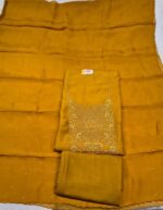 Premium Maslin Silk Unstitched Suit Set with Organza Sequence Work Dupatta and Tapeta Bottom Elegant Ethnic Wear - Image 2