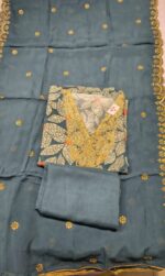 Maslin Silk Unstitched Suit Set with Embroidered Dupatta & Tapeta Bottom | Elegant Ethnic Wear for Festive & Party Use - Image 4