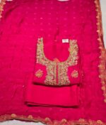 Premium Dola Silk Gota Patti Suit Set with Dola Silk Dupatta & Tapeta Bottom | Elegant Festive & Wedding Wear Unstitched Suit - Image 2