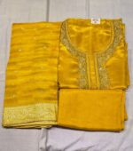 Premium Tissue Silk Suit Set with Organza Silk Dupatta & Tapeta Bottom | Heavy Embroidered Ethnic Wear for Festive & Wedding Use - Image 3