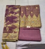 Premium Dola Silk Suit Set with Embroidered Dola Dupatta & Tapeta Bottom | Elegant Traditional Wear for Festive & Wedding Occasions - Image 3