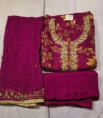 Premium Organza Silk Suit Set with Chiffon Dupatta & Taffeta Bottom | Elegant Embroidered Party Wear Suit for Women - Image 4