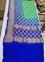 Premium Kaddi Georgette Bandhej Dupatta | Traditional Tie-Dye Dupatta with Rich Golden Zari Border for Festive & Ethnic Wear - Image 4