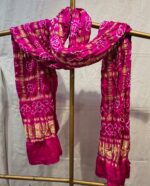 Premium Gaji Silk Gharchola Dupatta | Traditional Bandhej Printed Dupatta with Rich Golden Border for Festive & Wedding Wear - Image 3