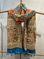 Handloom Cotton Madhubani Printed Dupatta | Traditional Indian Art Dupatta with Tassels for Ethnic & Daily Wear - Image 2