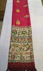 Handloom Cotton Madhubani Printed Dupatta | Traditional Indian Art Dupatta with Tassels for Ethnic & Daily Wear - Image 3