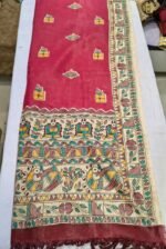 Handloom Cotton Madhubani Printed Dupatta | Traditional Indian Art Dupatta with Tassels for Ethnic & Daily Wear - Image 2