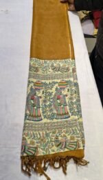 Handloom Cotton Madhubani Printed Dupatta | Traditional Indian Art Dupatta with Tassels for Ethnic & Daily Wear - Image 3