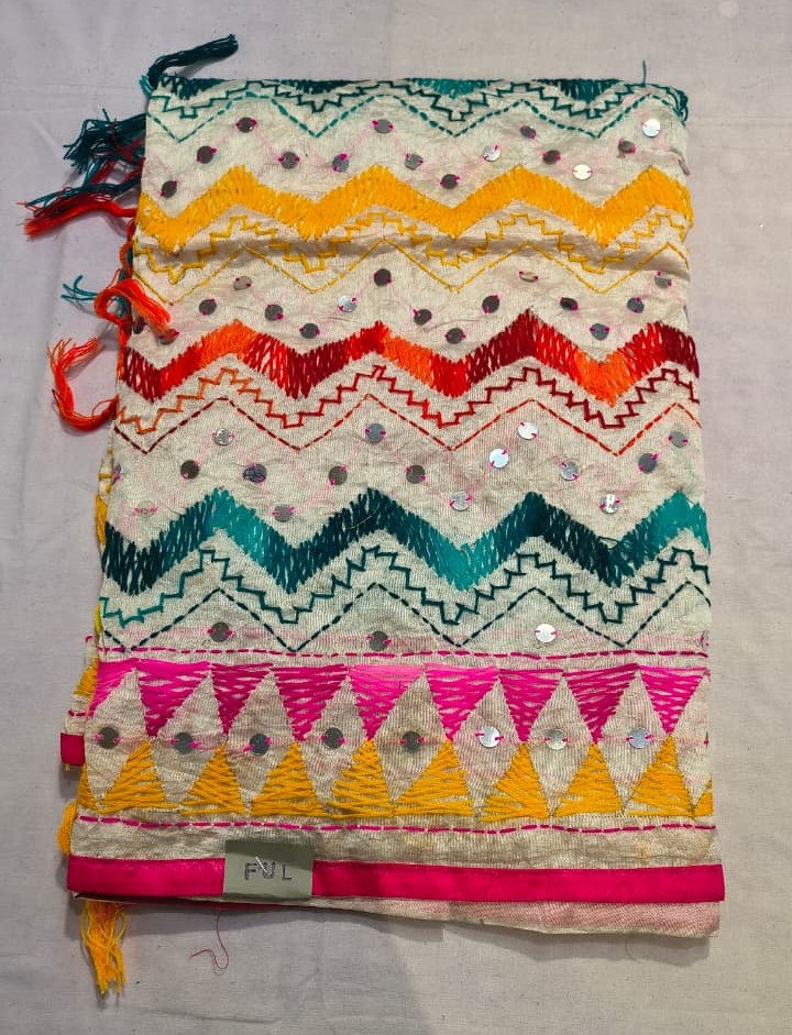 Cotton Chundari Phulkari Work Dupatta Cotton Chundari Phulkari Work Dupatta