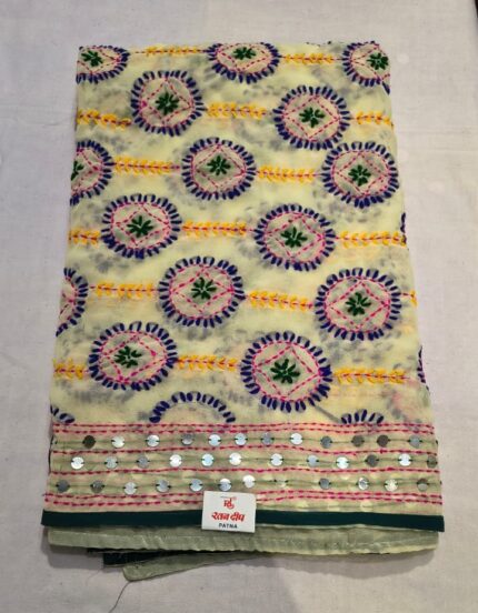 Cotton Chundari Phulkari Work Dupatta