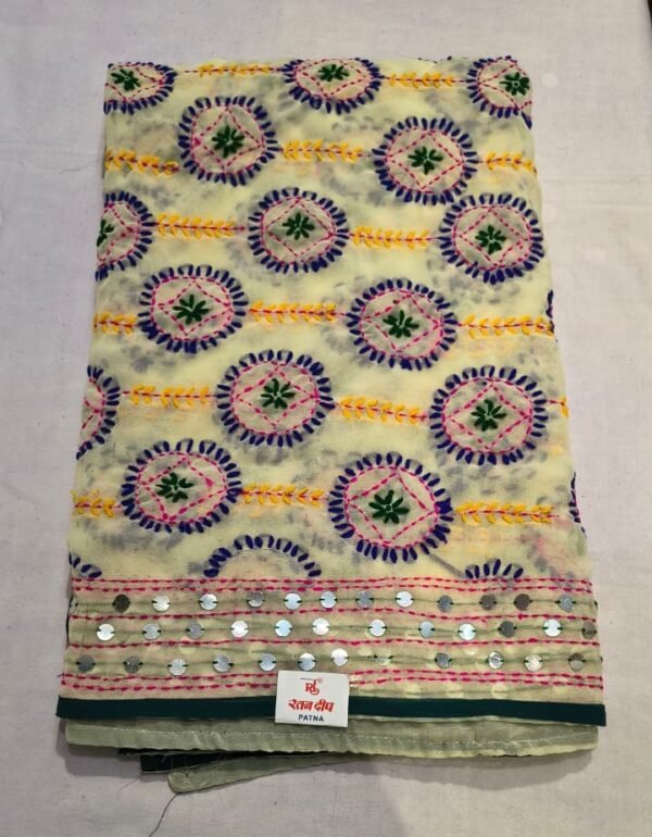 Cotton Chundari Phulkari Work Dupatta