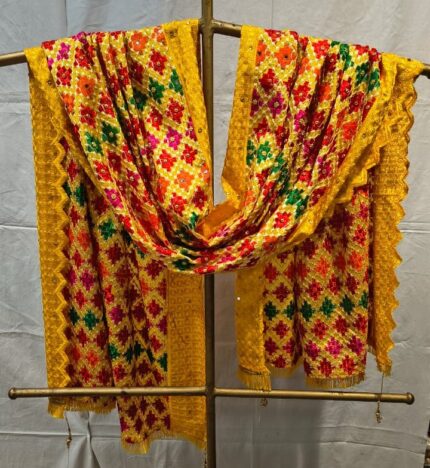 Modal Cotton Phulkari Work Dupatta