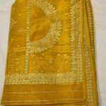 Premium Organza Silk Dupatta | Elegant Golden Embellished Dupatta for Suit, Kurti & Festive Wear