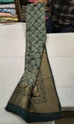 Premium Dola Silk Printed Dupatta | Elegant Green & Gold Ethnic Dupatta with Traditional Floral Design - Image 2